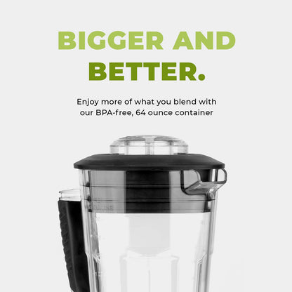 Cleanblend 1800W 3HP Commercial Countertop Blender, 64oz