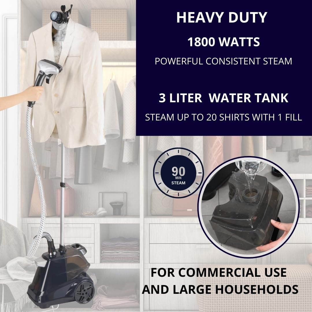 SALAV Commercial Full-Size Garment Steamer 1800W 3L Tank with Foot Pedal