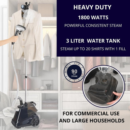 SALAV Commercial Full-Size Garment Steamer 1800W 3L Tank with Foot Pedal
