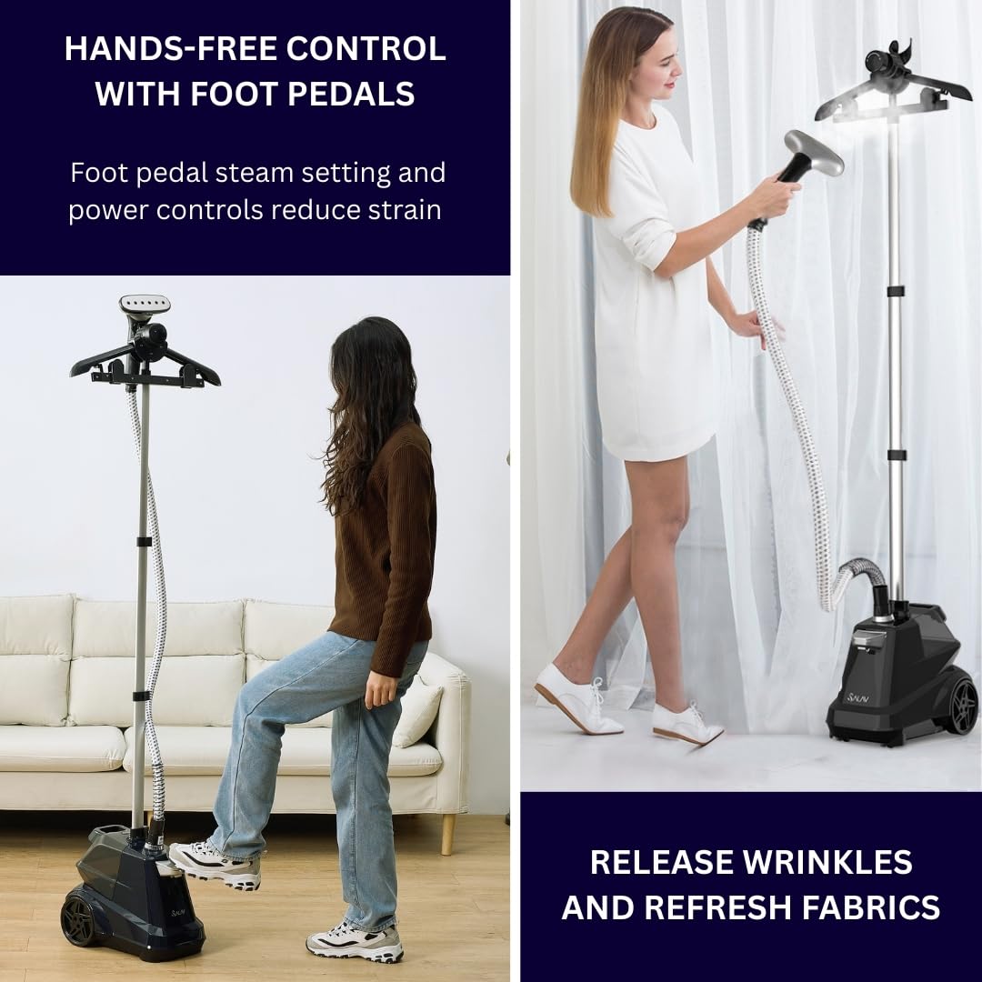 SALAV Commercial Full-Size Garment Steamer 1800W 3L Tank with Foot Pedal