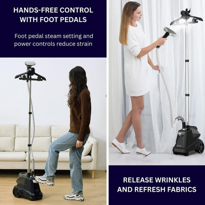 SALAV Commercial Full-Size Garment Steamer 1800W 3L Tank with Foot Pedal
