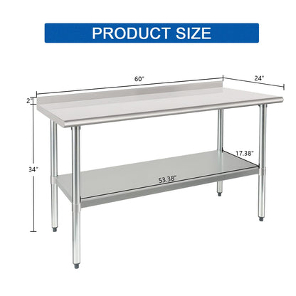 HARDURA Stainless Steel Prep Table 24x60" Backsplash