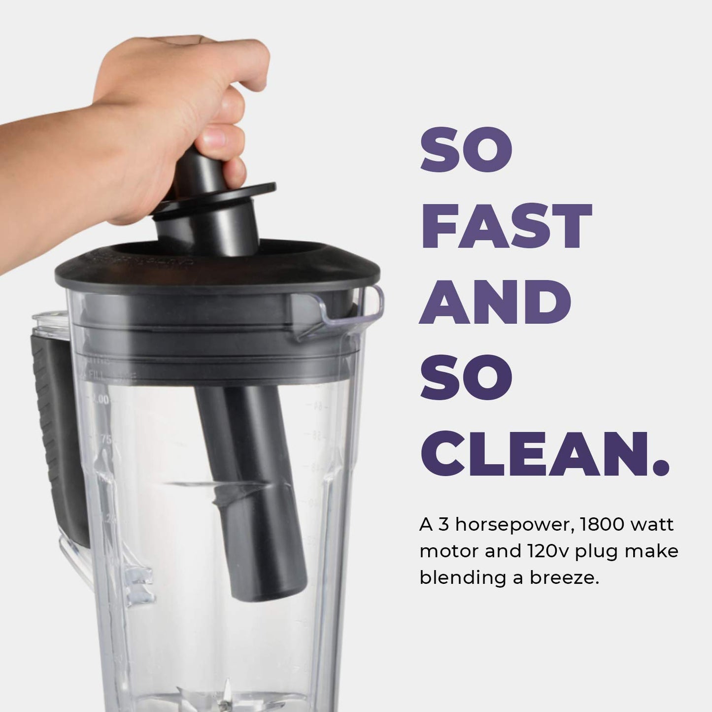 Cleanblend 1800W 3HP Commercial Countertop Blender, 64oz