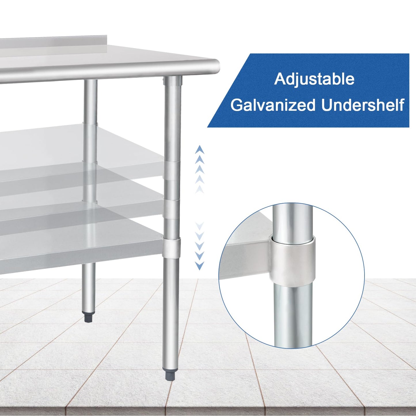 HARDURA Stainless Steel Prep Table 24x60" Backsplash