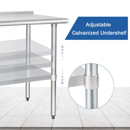 HARDURA Stainless Steel Prep Table 24x60" Backsplash