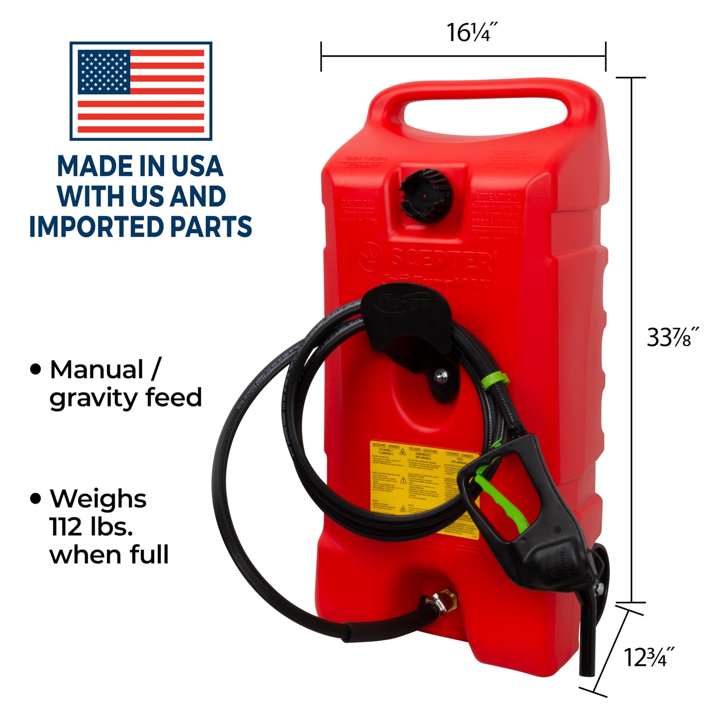 Scepter Duramax Flo 'N Go 14-Gallon Portable Fuel Caddy Tank Red