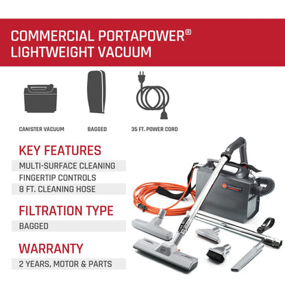 Hoover Commercial PortaPower Lightweight Canister Vacuum