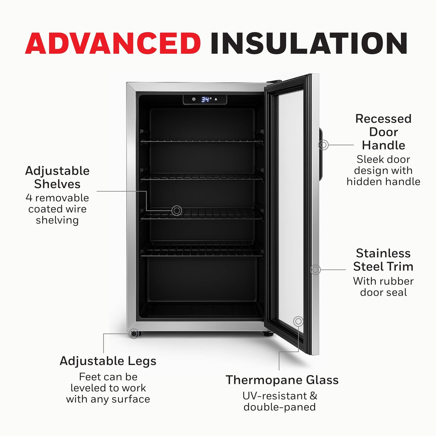 Honeywell 116-Can Beverage Refrigerator | Glass Door