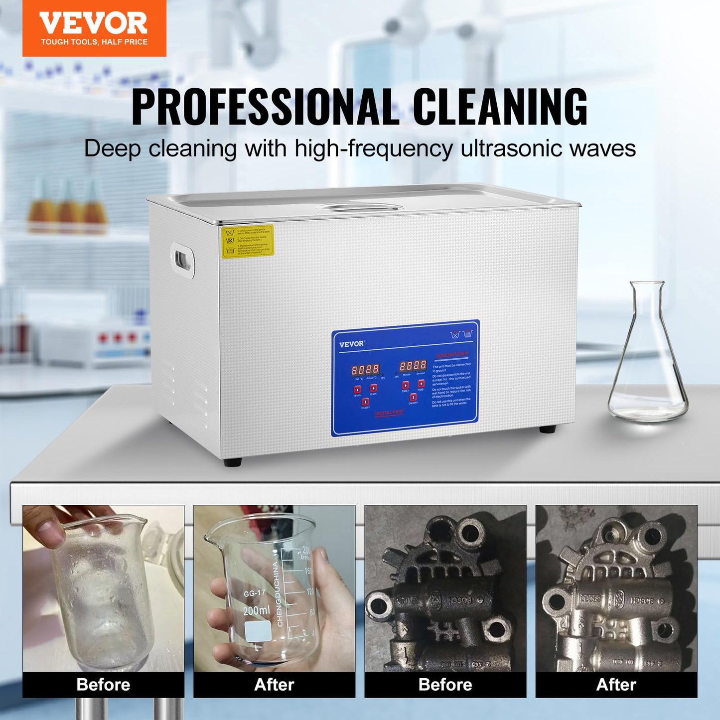 VEVOR 30L 1200W Ultrasonic Cleaning Machine Industrial Cleaner