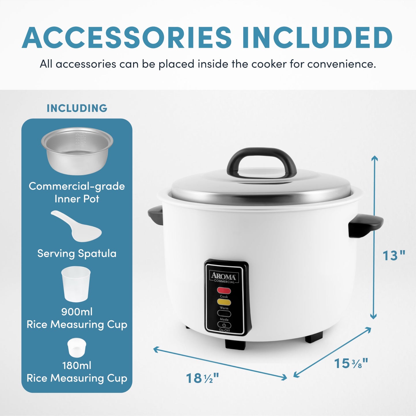 Aroma ARC-1033E 60-Cup Commercial Rice Cooker, White