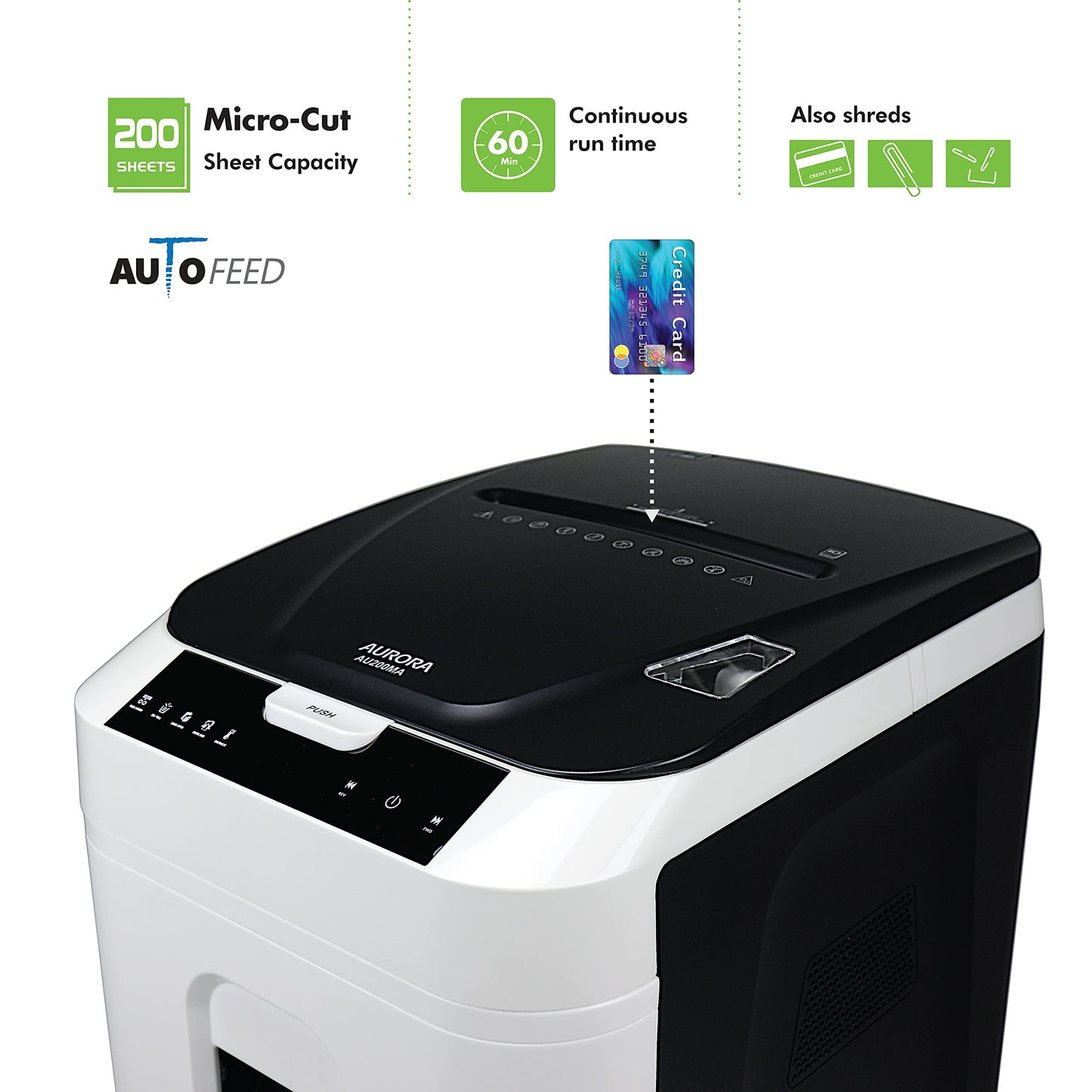 Aurora 200-Sheet Auto Feed Micro-Cut Paper Shredder, P-5