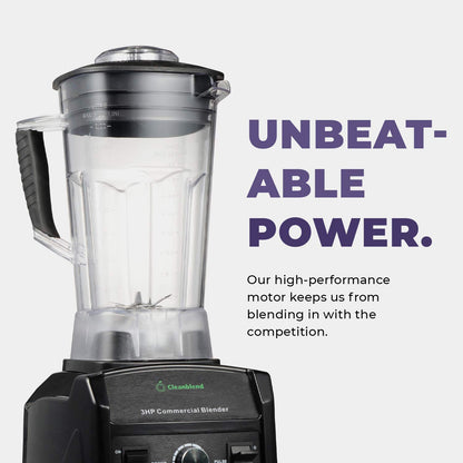Cleanblend 1800W 3HP Commercial Countertop Blender, 64oz