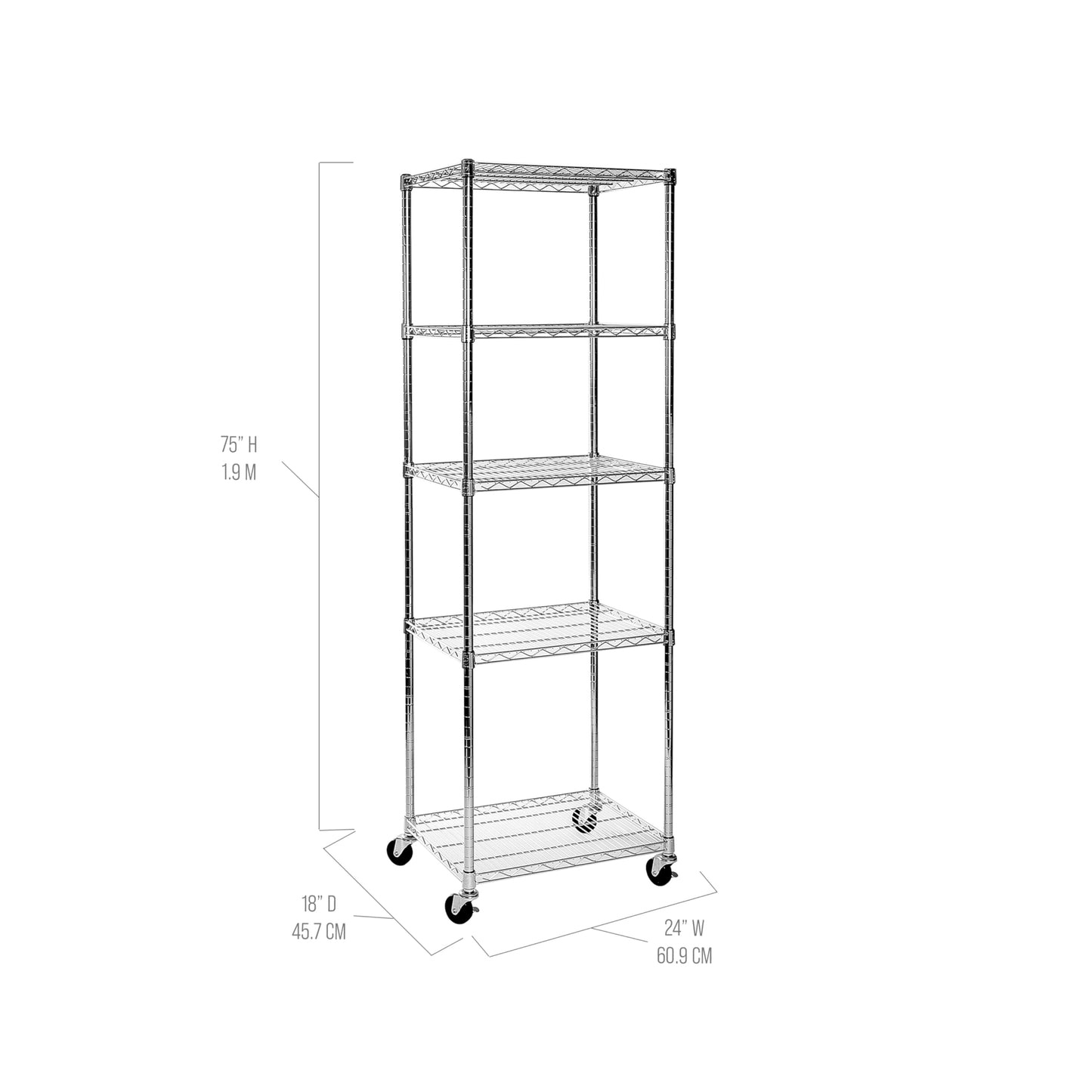 Seville Classics UltraDurable 5-Tier NSF Wire Shelving 24x18x75 In.