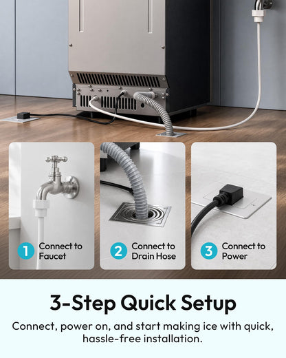 EUHOMY 100 lbs/Day Stainless Steel Under-Counter Commercial Ice Maker
