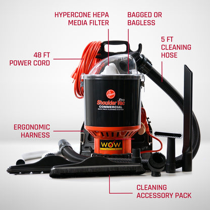 Hoover Commercial Shoulder Vac Pro Bagged Backpack Vacuum