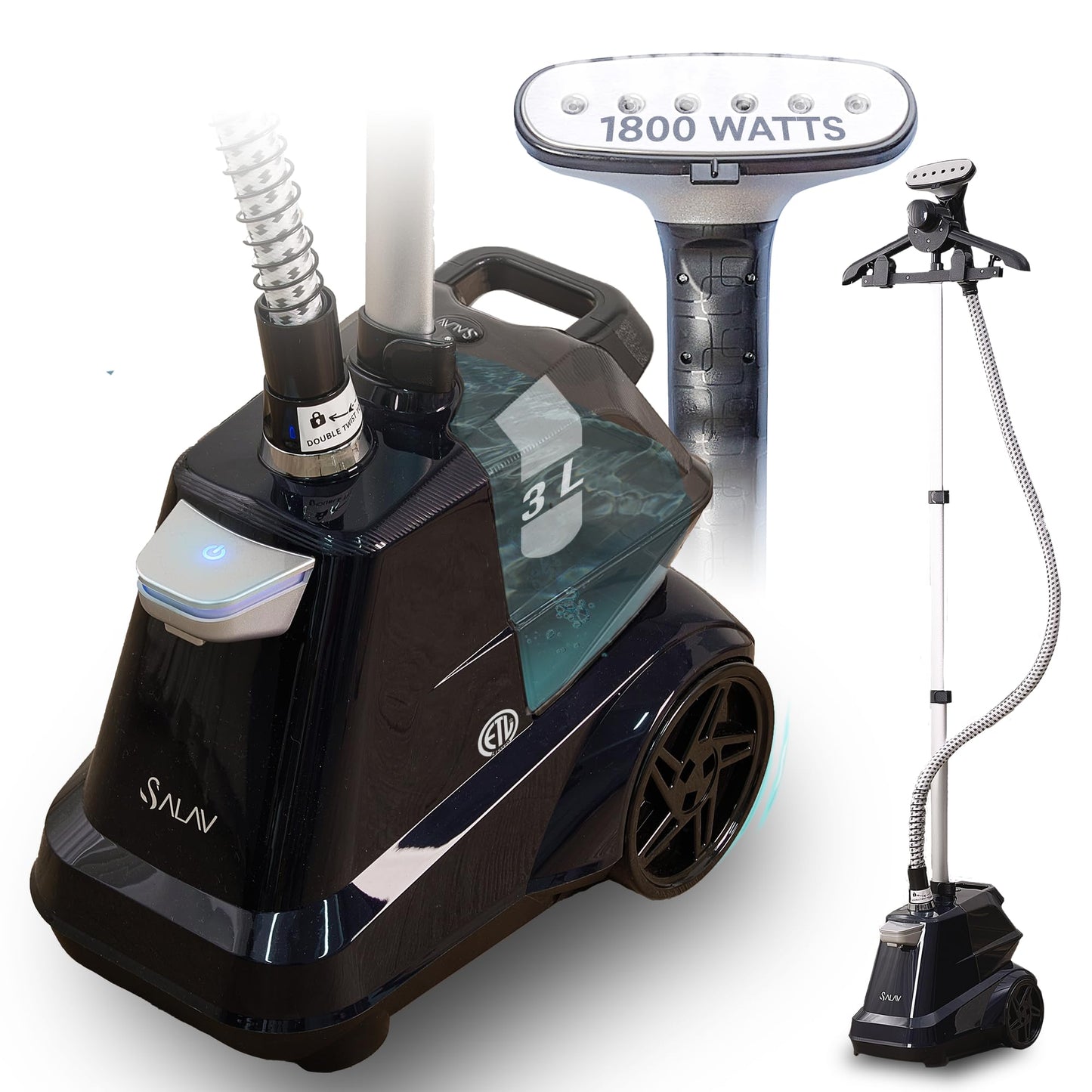 SALAV Commercial Full-Size Garment Steamer 1800W 3L Tank with Foot Pedal
