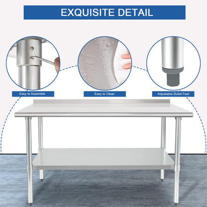 HARDURA Stainless Steel Prep Table 24x60" Backsplash