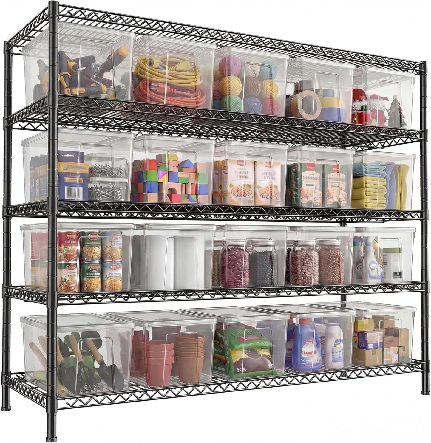 REIBII 3200LBS Heavy Duty 5-Tier Wire Shelving Unit 55.5"W