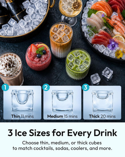 EUHOMY 100 lbs/Day Stainless Steel Under-Counter Commercial Ice Maker