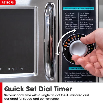 Sharp R-21LCFS Commercial Microwave Oven 1000W Stainless Steel Dial Timer